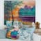 Designart - Colorful River Between The Trees During Twilight - Traditional Print on Natural Pine Wood